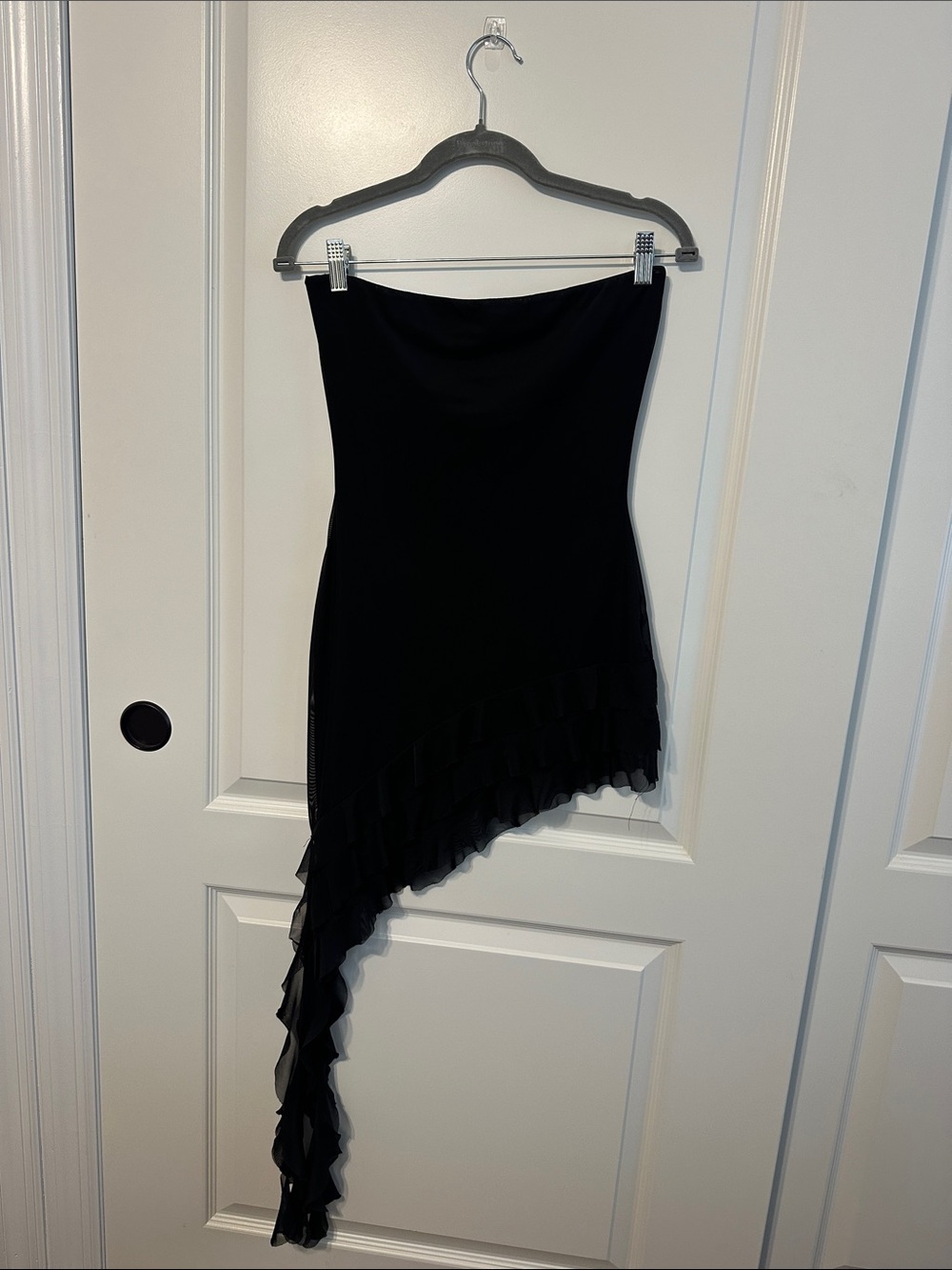 Princess Polly Black Strapless Asymmetric Ruffle Dress